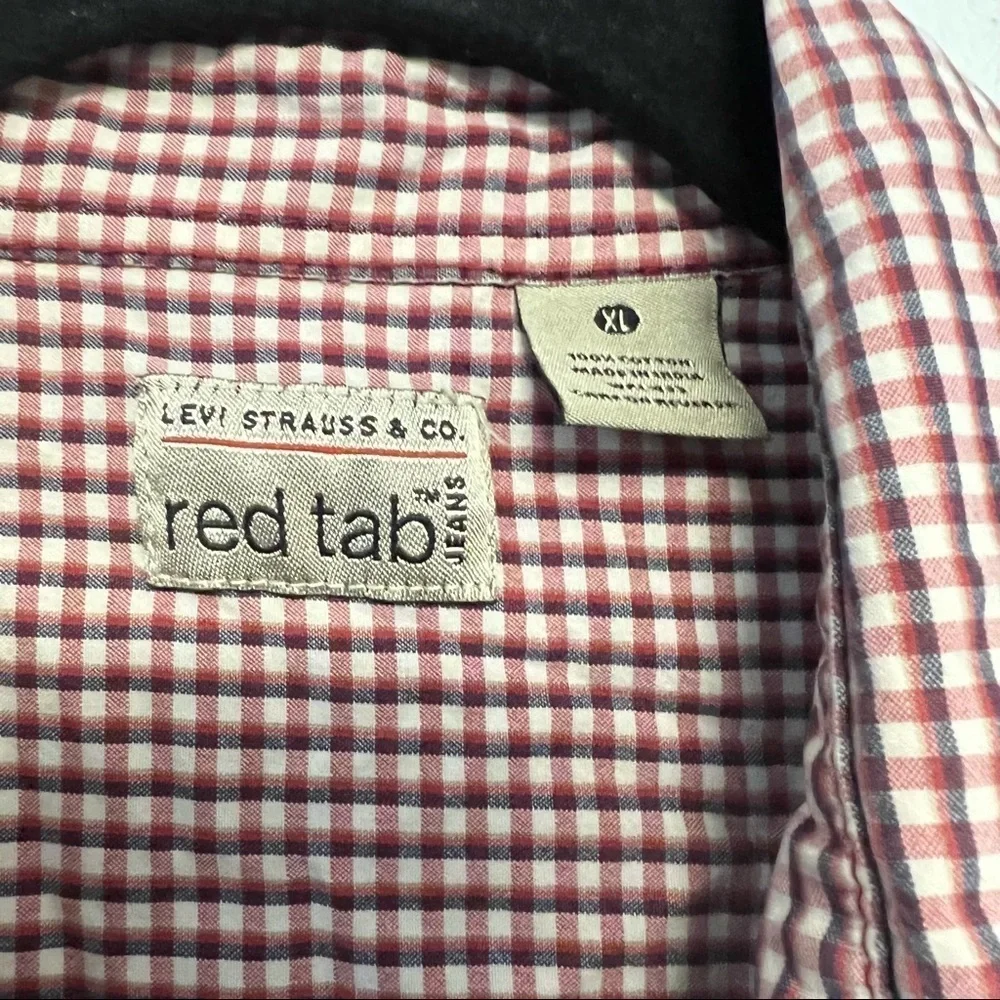 Levi’s Red Tab Red & White Checkered Short Sleeve Button Down Shirt